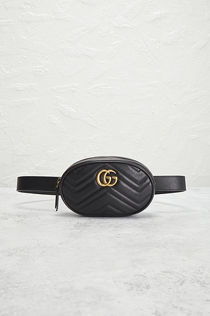 FWRD Renew Gucci GG Marmont Waist Bag in Black