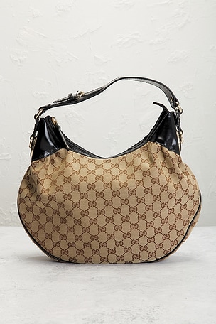 FWRD Renew Gucci GG Canvas Shoulder Bag in Beige