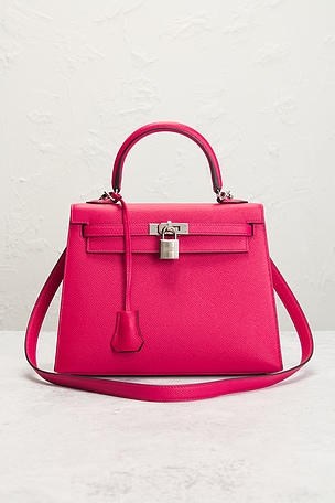 FWRD Renew Hermes Epsom Kelly Sellier 25 Handbag in Fuchsia
