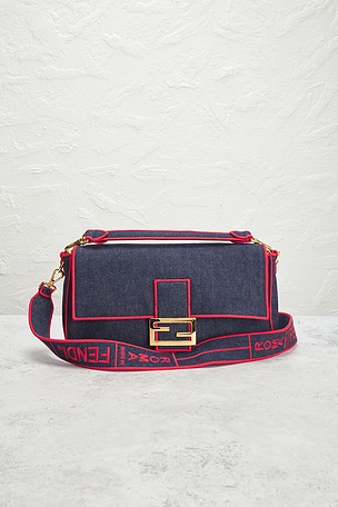 FWRD Renew Fendi Mamma Baguette Shoulder Bag in Navy