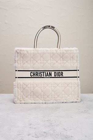 FWRD Renew Dior Cannage Book Tote Bag in White