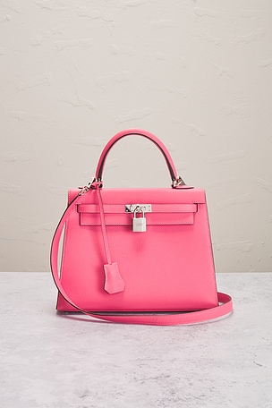 FWRD Renew Hermes Chevre Kelly Sellier 25 Handbag in Pink