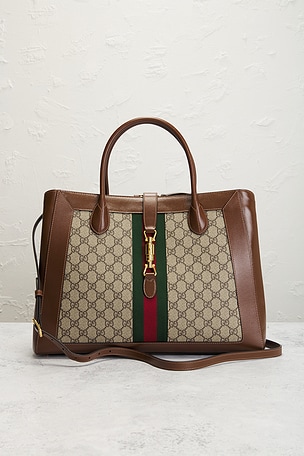 FWRD Renew Gucci Jackie 1961 Tote Bag in Beige