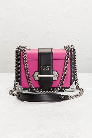 FWRD Renew Prada City Saffiano Cahier Shoulder Bag in Pink