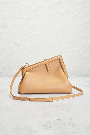 FWRD Renew Fendi First Shoulder Bag in Nude