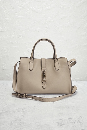 FWRD Renew Gucci Jackie Tote Bag in Taupe