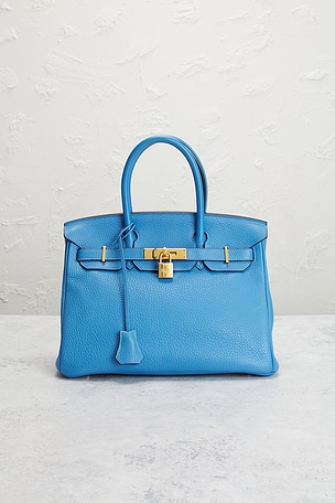 FWRD Renew Hermes Taurillon Clemence Birkin 30 Handbag in Baby Blue