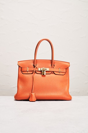 FWRD Renew Hermes Clemence Birkin 30 Handbag in Orange