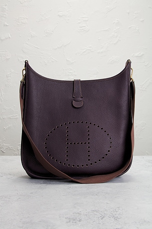 FWRD Renew Hermes Taurillon Clemence Evelyne GM Shoulder Bag in Purple