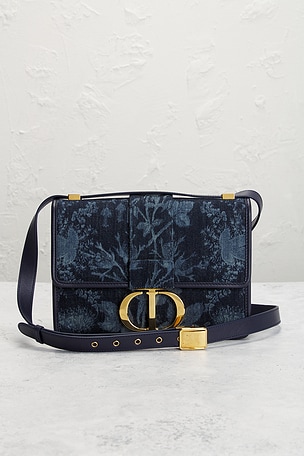 FWRD Renew Dior Denim 30 Montaigne Shoulder Bag in Blue