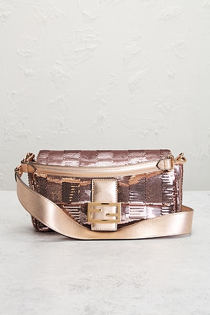 FWRD Renew Fendi Sequin Mama Baguette Shoulder Bag in Pink