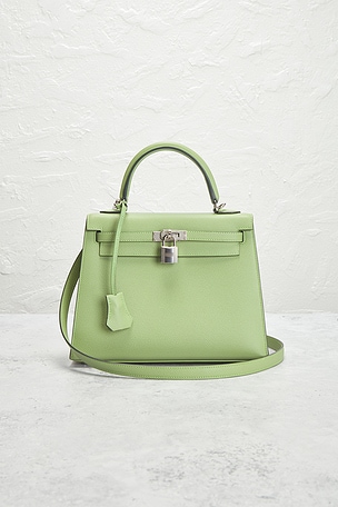 FWRD Renew Hermes Epsom Kelly Sellier 25 Handbag in Green