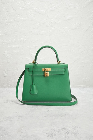 FWRD Renew Hermes Epsom Kelly 25 Sellier Handbag in Green