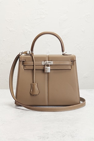 FWRD Renew Hermes Swift Kelly Padded Sellier 25 Handbag in Grey