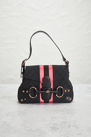 FWRD Renew Gucci Horsebit Shoulder Bag in Black
