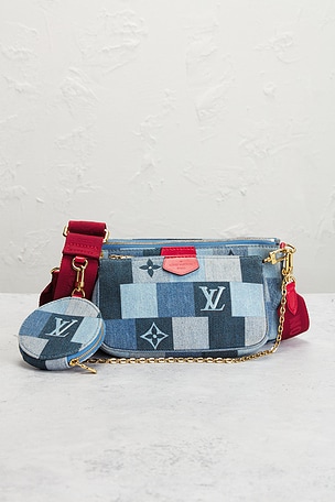 FWRD Renew Louis Vuitton Denim Damier Pochette Accessoires Shoulder Bag in Blue