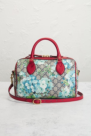 FWRD Renew Gucci GG Blooms Boston Bag in Beige