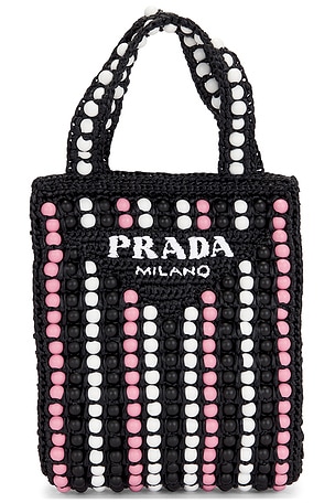 Prada Wood Beaded Raffia Tote Bag FWRD Renew