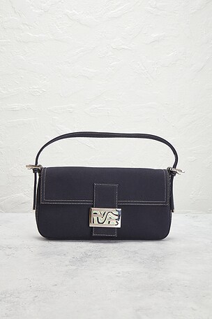 FWRD Renew Fendi Baguette Shoulder Bag in Navy