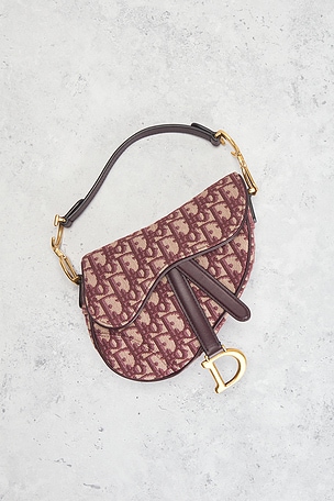 FWRD Renew Dior Oblique Trotter Mini Saddle Bag in Red