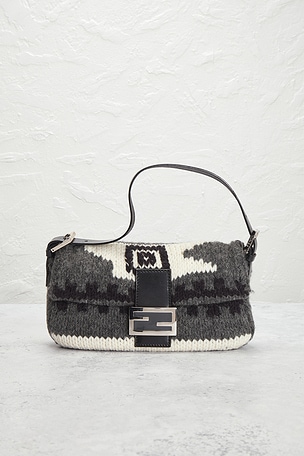 FWRD Renew Fendi Wool Baguette Shoulder Bag