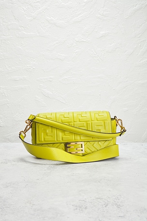 FWRD Renew Fendi Embossed FF Baguette Shoulder Bag in Green