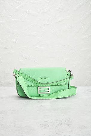 FWRD Renew Fendi Selleria Baguette NM Shoulder Bag in Green