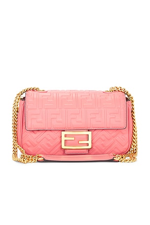 Fendi Embossed FF Midi Chain Baguette Shoulder Bag FWRD Renew