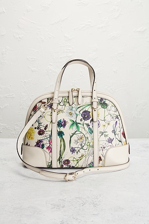 FWRD Renew Gucci Nice Flora Handbag in White
