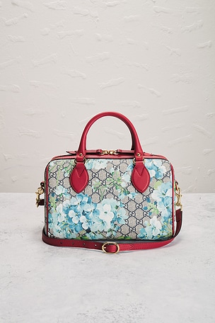 FWRD Renew Gucci GG Blooms Boston Bag in Baby Blue,Red