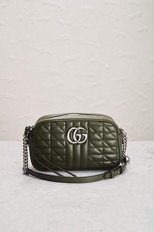 FWRD Renew Gucci Aria GG Marmont Camera Bag in Green