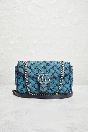 FWRD Renew Gucci GG Marmont Shoulder Bag in Blue