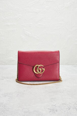 FWRD Renew Gucci GG Marmont Wallet On Chain in Red