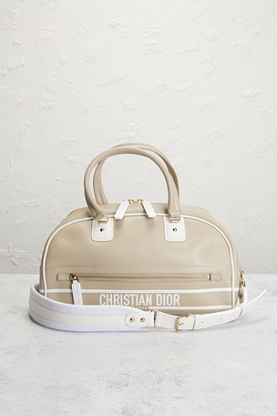 FWRD Renew Dior Vibe Zip Bowling Bag in Beige