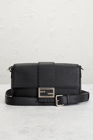 FWRD Renew Fendi Selleria Baguette Shoulder Bag in Black