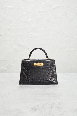 FWRD Renew Hermes Alligator Kelly 20 Handbag in Black