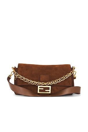 Fendi Suede Baguette Shoulder Bag FWRD Renew