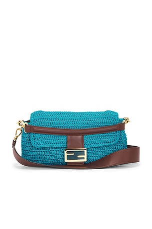 Fendi Raffia Crochet Baguette Shoulder Bag FWRD Renew