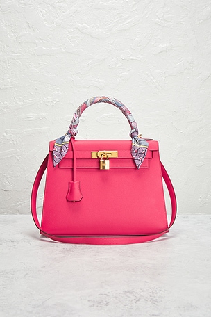 FWRD Renew Hermes Epsom Kelly 28 Handbag in Fuchsia