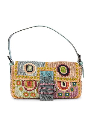 Fendi Embroidery Beaded Baguette Shoulder Bag FWRD Renew