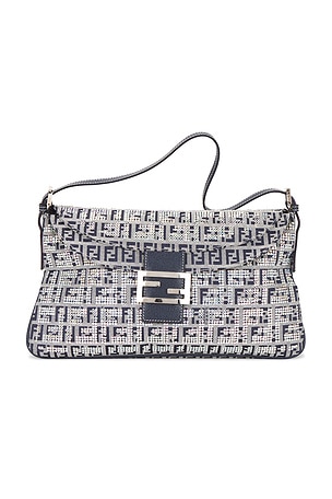 Fendi Embellished Zucchino Double Flap Baguette Shoulder bag FWRD Renew