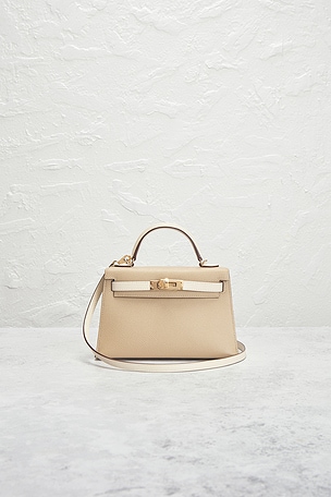 FWRD Renew Hermes Epsom Kelly 20 Sellier Handbag in Beige