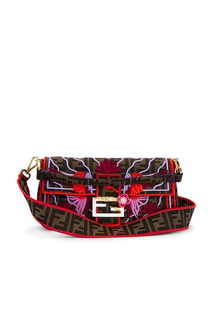 Fendi FF Bird Embroidered Baguette Shoulder Bag FWRD Renew