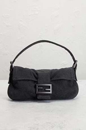 FWRD Renew Fendi Baguette Shoulder Bag in Grey