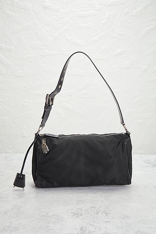 FWRD Renew Prada Tessuto Shoulder Bag in Black
