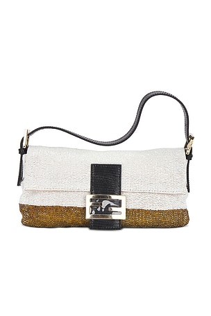 Fendi Lizard Trimmed Beaded Baguette Shoulder Bag FWRD Renew
