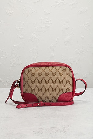 FWRD Renew Gucci Mini Bree Messenger Bag in Beige