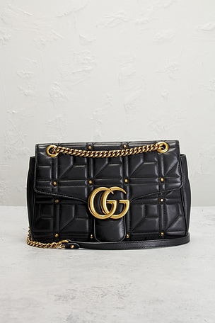 FWRD Renew Gucci GG Marmont Shoulder Bag in Black