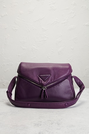 FWRD Renew Prada Padded Nappa Signaux Shoulder Bag in Purple