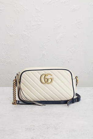 FWRD Renew Gucci GG Marmont Shoulder Bag in White